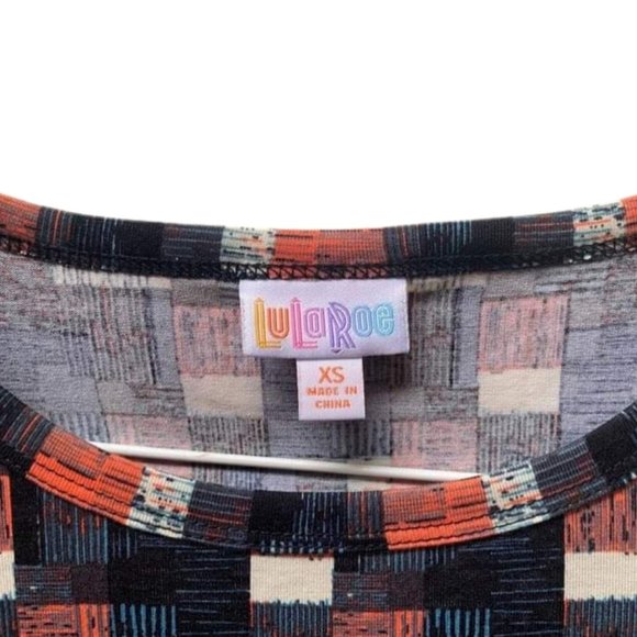 Lula Roe Short-sleeve Black, Peach, and Blue Julia Dress, XS, New with Tags - Picture 7 of 7